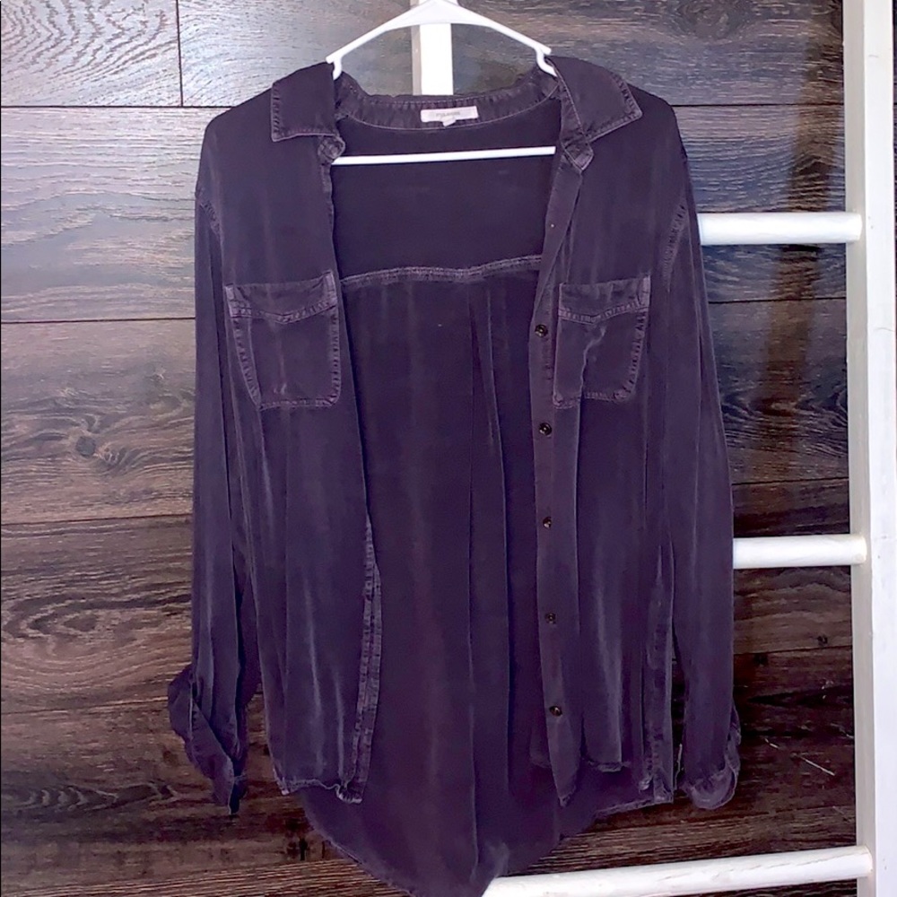 Purple button down shirt